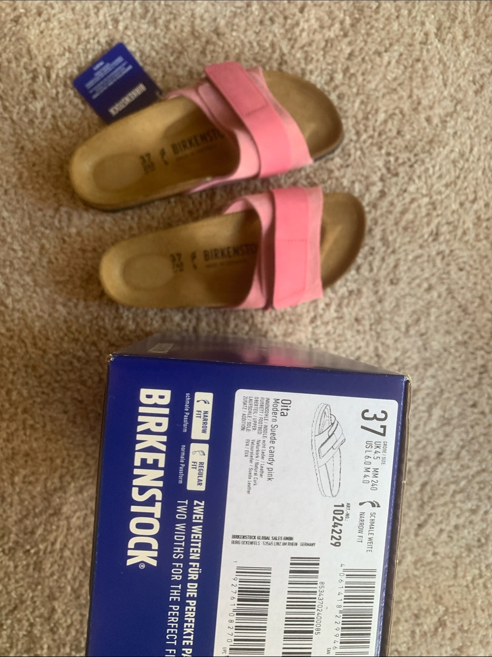 NWT Birkenstock Oita Suede Leather Candy Pink Women 6